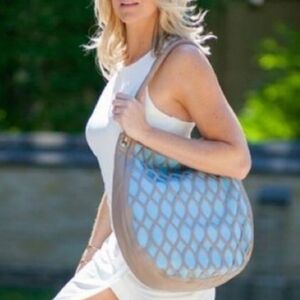 Kristina George Luna Light Blue Laser Cut Hobo Bag